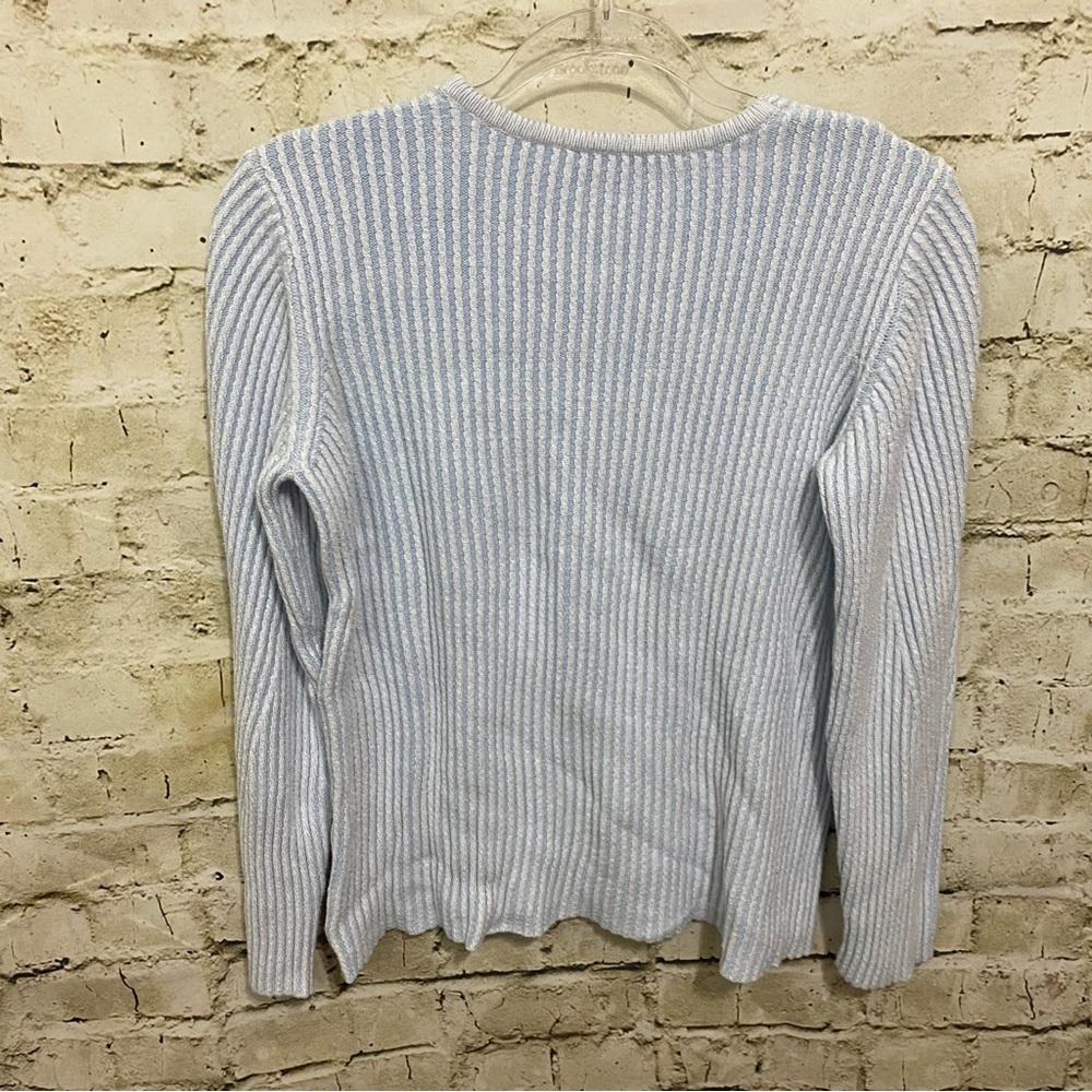 Calvin Klein Blue Ribbed Soft Neck Pullover Sweater - Picture 3 of 4